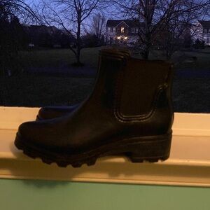 Black rain boots